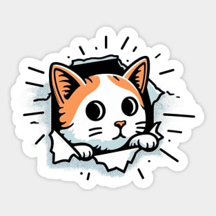 Cute cat peeking Sticker